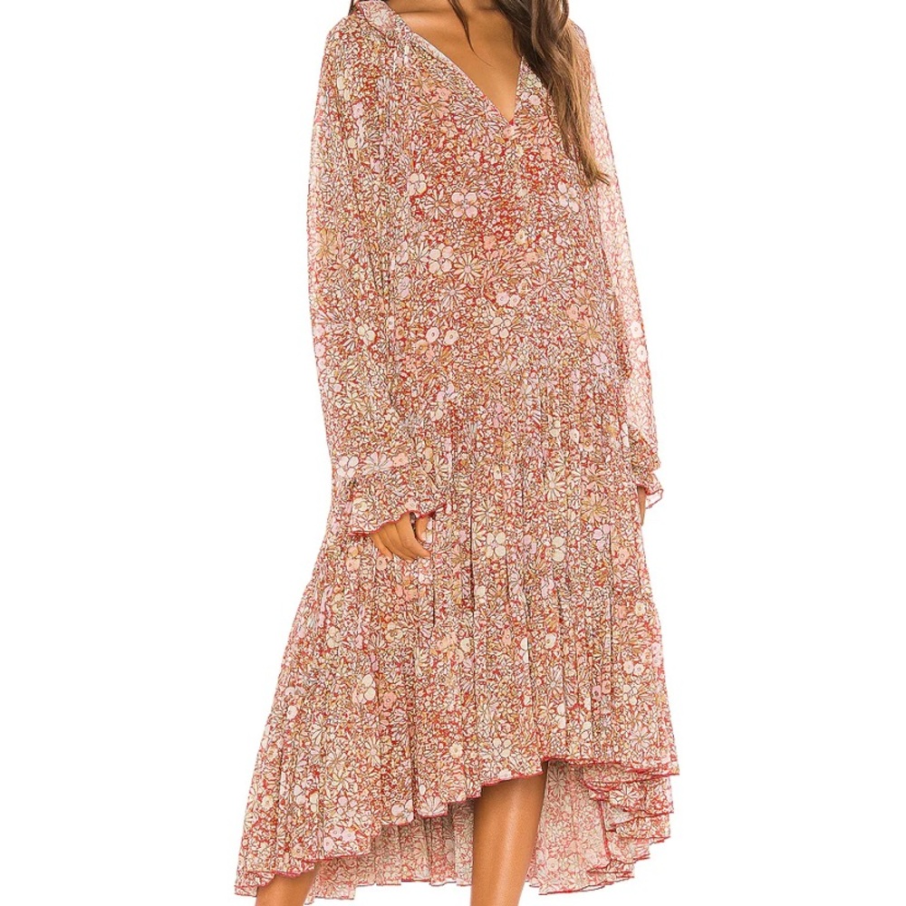 NWT Free People Medium Feeling Groovy Maxi Dress in Red